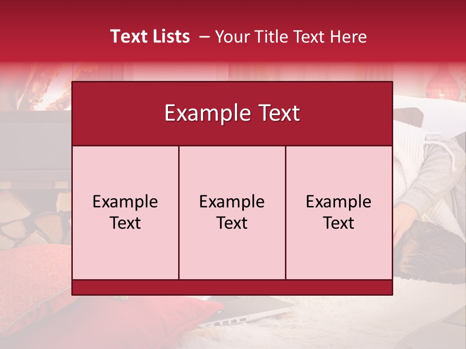 Woman With A Cat Relaxing Beside A Fireplace. PowerPoint Template