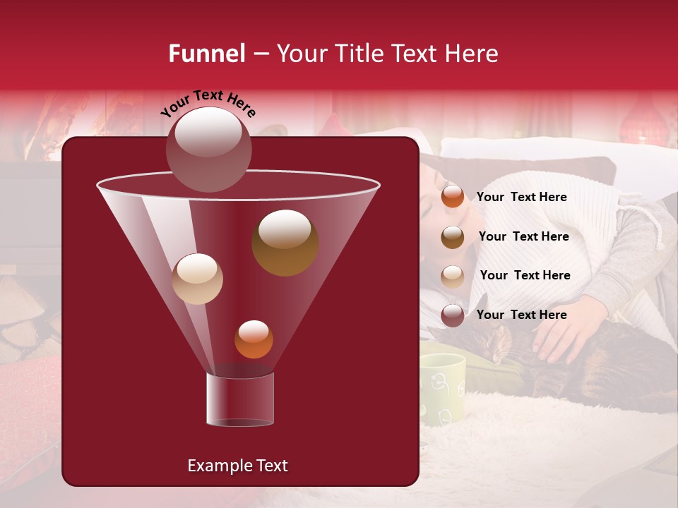 Woman With A Cat Relaxing Beside A Fireplace. PowerPoint Template