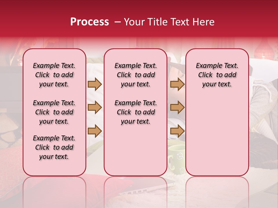 Woman With A Cat Relaxing Beside A Fireplace. PowerPoint Template