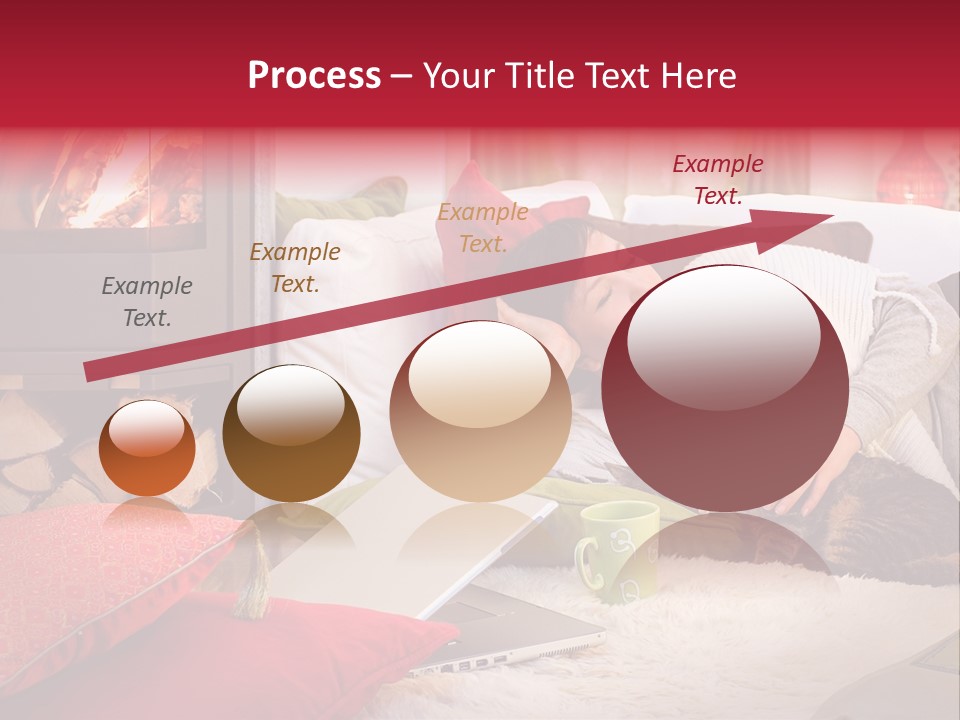 Woman With A Cat Relaxing Beside A Fireplace. PowerPoint Template