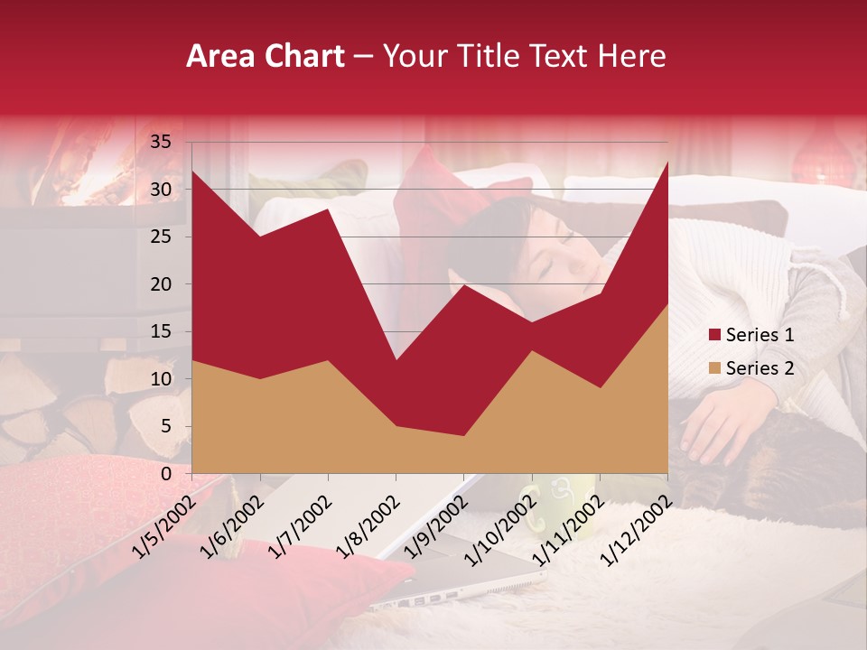 Woman With A Cat Relaxing Beside A Fireplace. PowerPoint Template