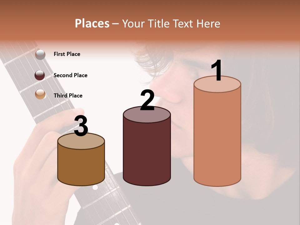 Teen Boy With Electric Guitar Playing. PowerPoint Template