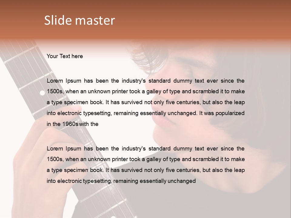 Teen Boy With Electric Guitar Playing. PowerPoint Template