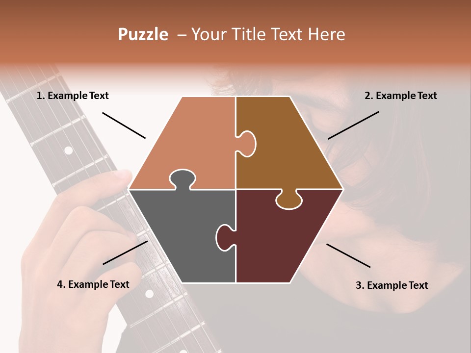 Teen Boy With Electric Guitar Playing. PowerPoint Template