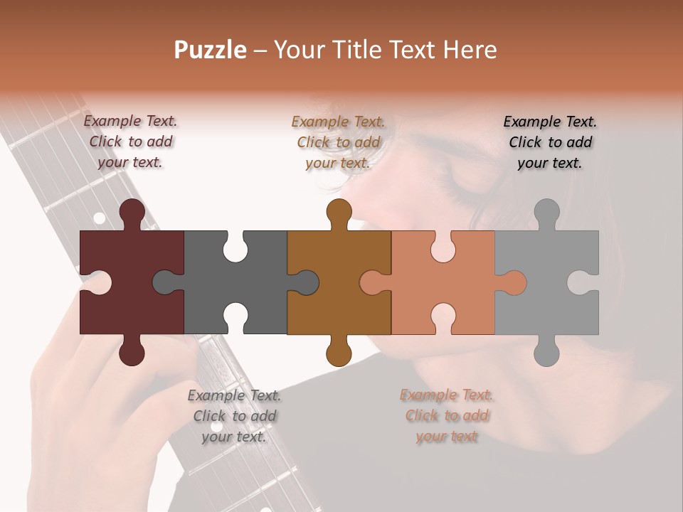 Teen Boy With Electric Guitar Playing. PowerPoint Template