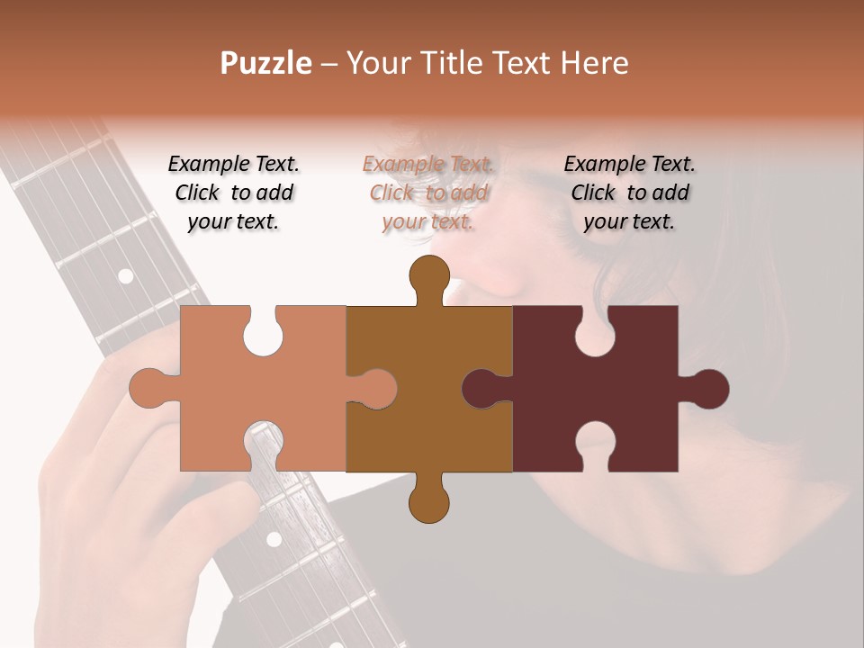 Teen Boy With Electric Guitar Playing. PowerPoint Template