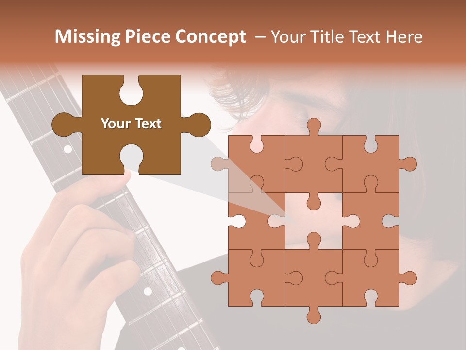 Teen Boy With Electric Guitar Playing. PowerPoint Template