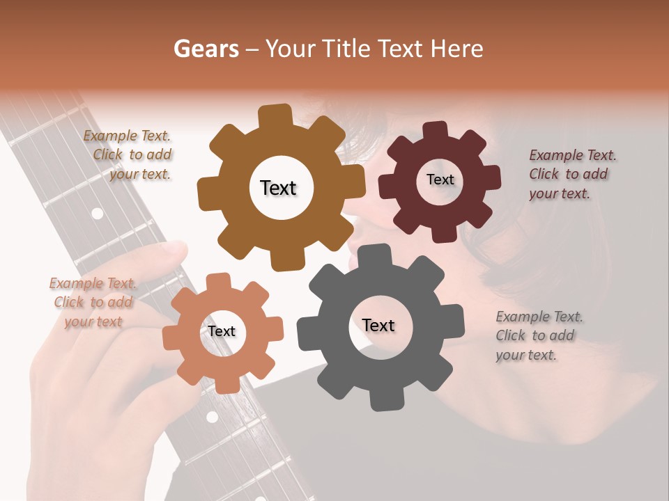 Teen Boy With Electric Guitar Playing. PowerPoint Template