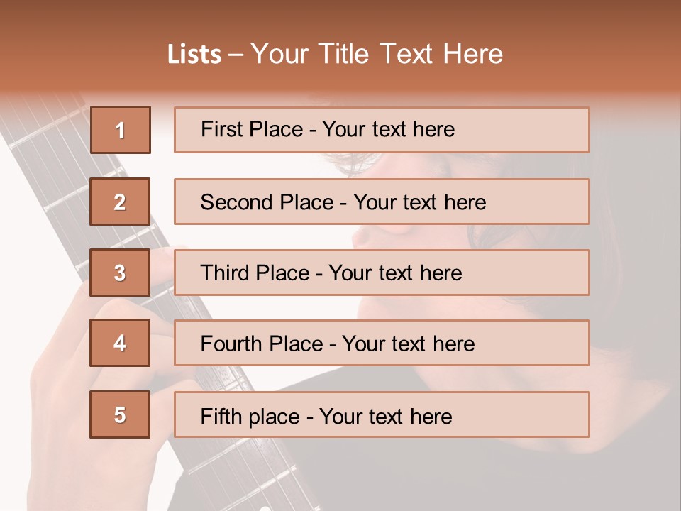 Teen Boy With Electric Guitar Playing. PowerPoint Template