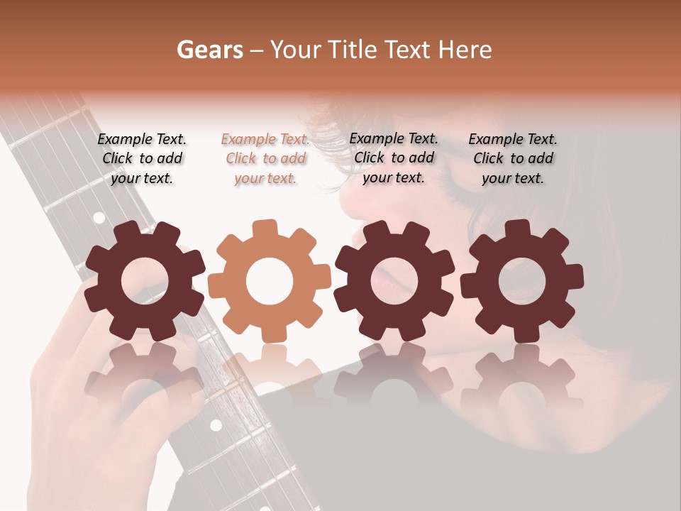 Teen Boy With Electric Guitar Playing. PowerPoint Template