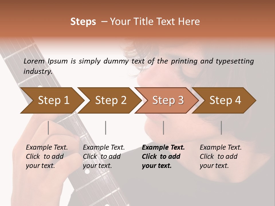Teen Boy With Electric Guitar Playing. PowerPoint Template