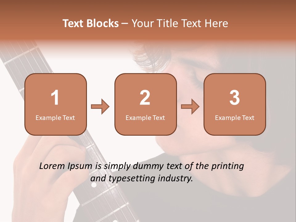 Teen Boy With Electric Guitar Playing. PowerPoint Template