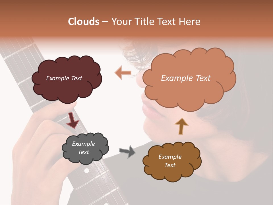 Teen Boy With Electric Guitar Playing. PowerPoint Template