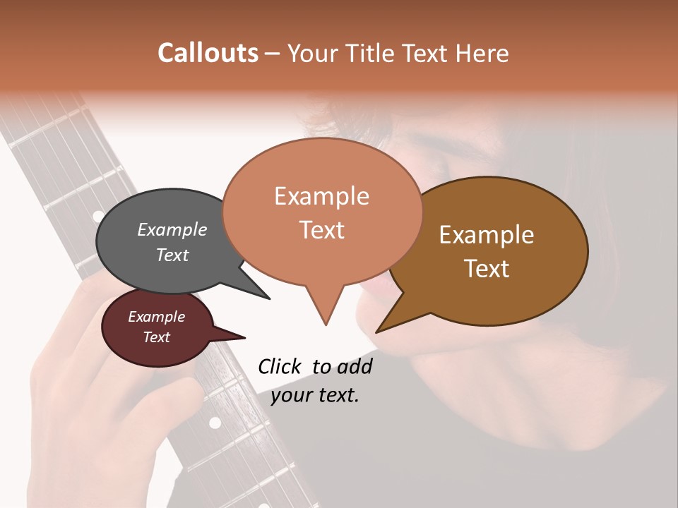 Teen Boy With Electric Guitar Playing. PowerPoint Template