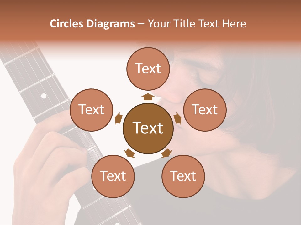 Teen Boy With Electric Guitar Playing. PowerPoint Template