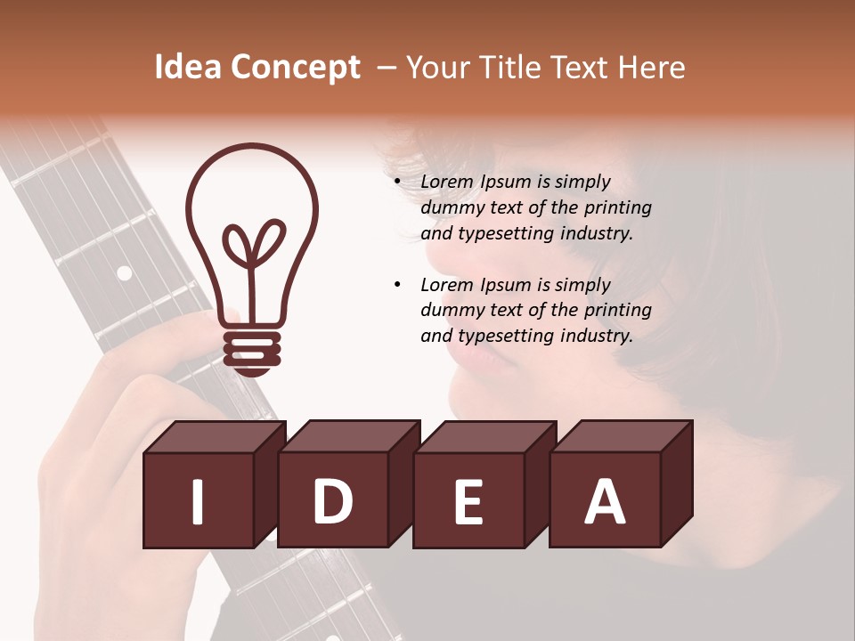 Teen Boy With Electric Guitar Playing. PowerPoint Template