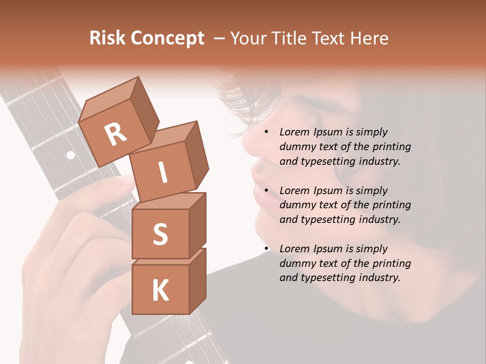 Teen Boy With Electric Guitar Playing. PowerPoint Template