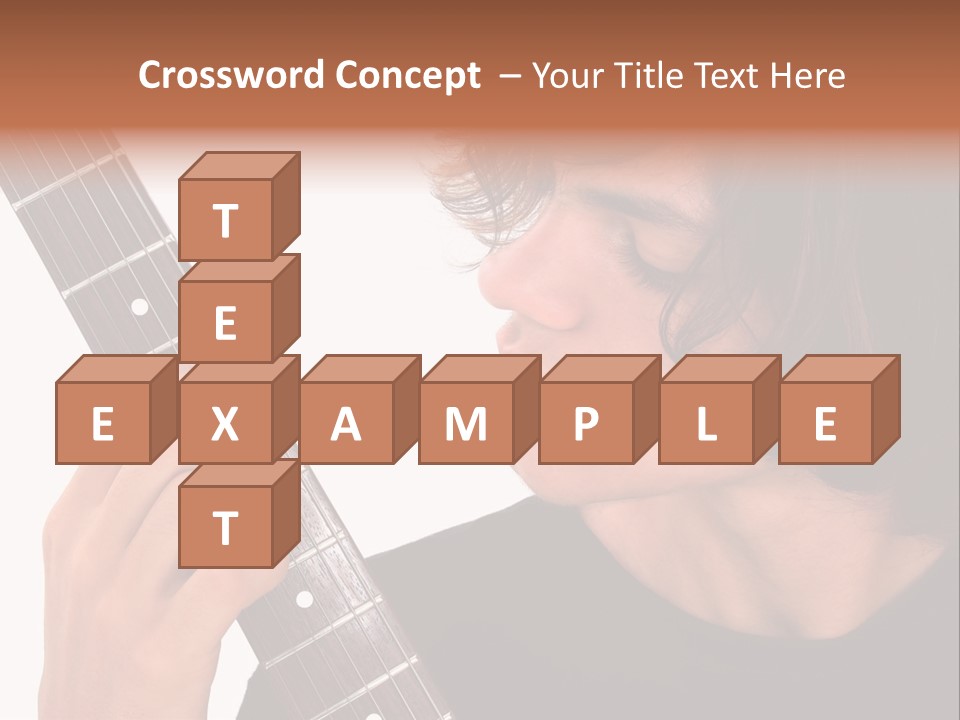 Teen Boy With Electric Guitar Playing. PowerPoint Template