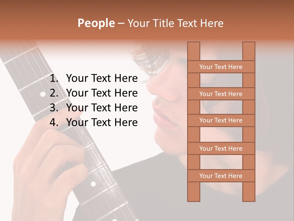 Teen Boy With Electric Guitar Playing. PowerPoint Template