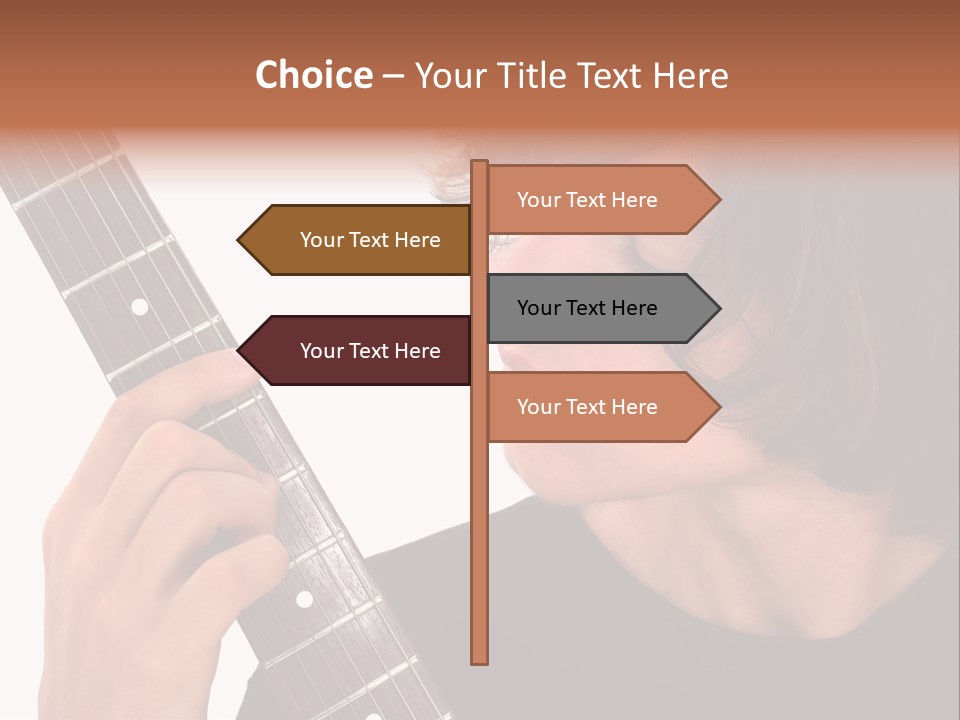 Teen Boy With Electric Guitar Playing. PowerPoint Template
