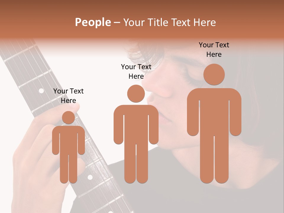 Teen Boy With Electric Guitar Playing. PowerPoint Template