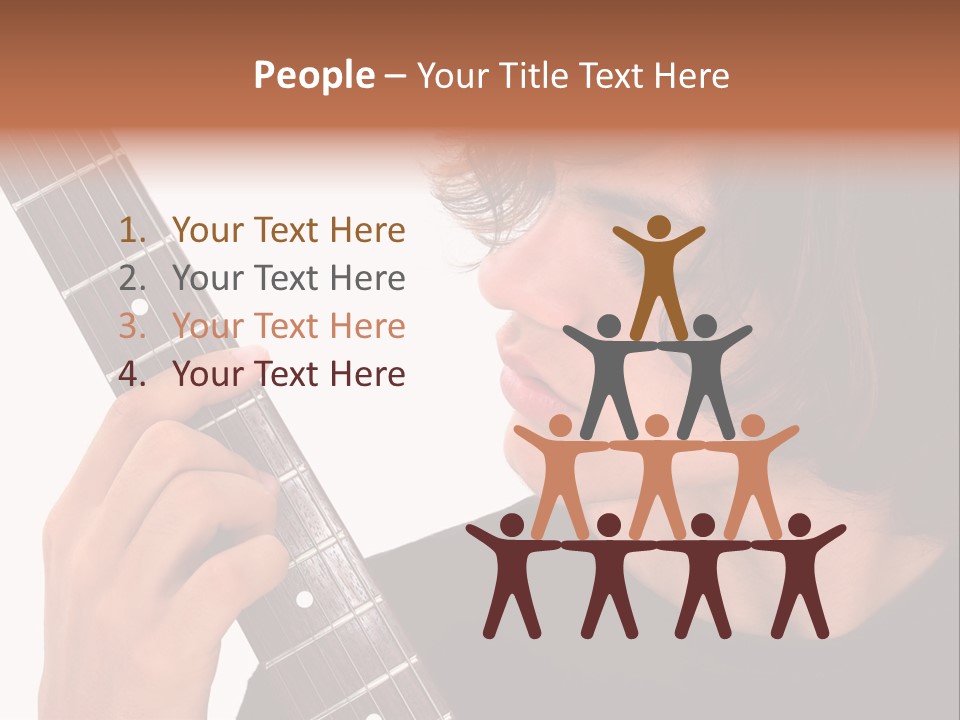 Teen Boy With Electric Guitar Playing. PowerPoint Template