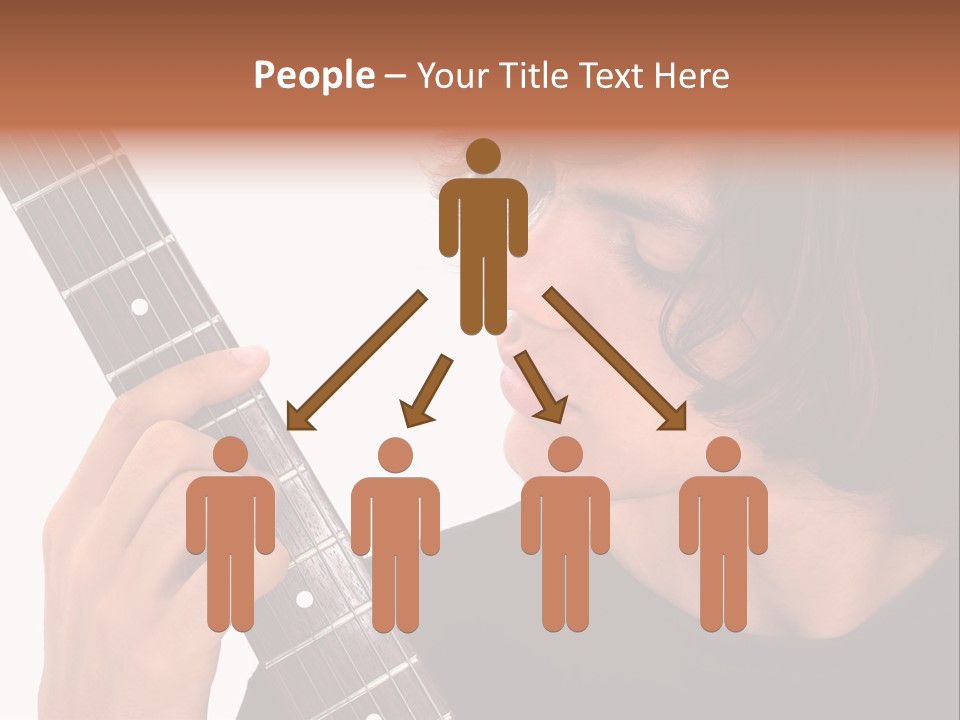 Teen Boy With Electric Guitar Playing. PowerPoint Template