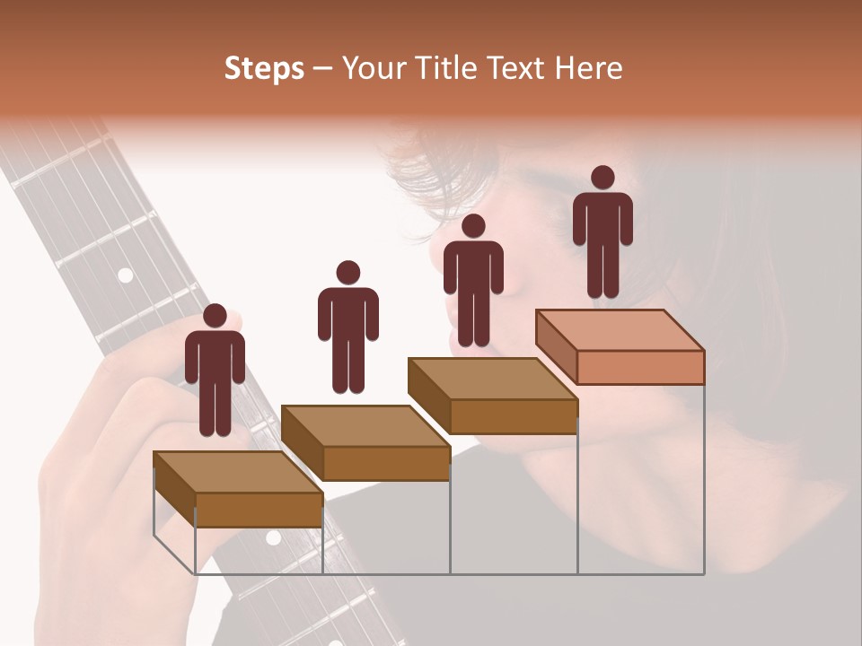 Teen Boy With Electric Guitar Playing. PowerPoint Template