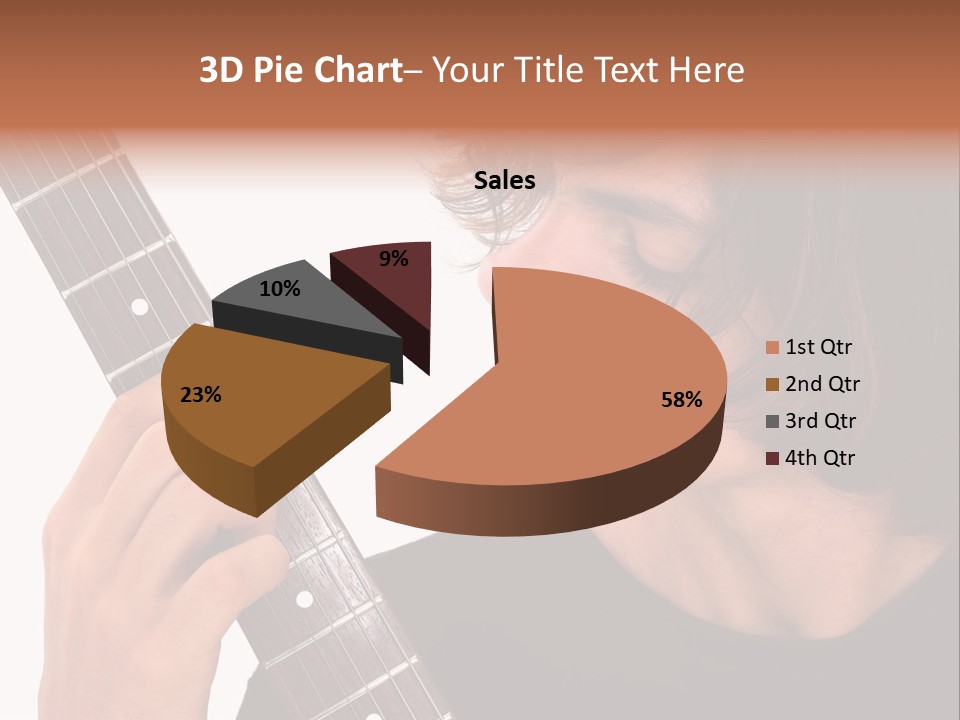 Teen Boy With Electric Guitar Playing. PowerPoint Template