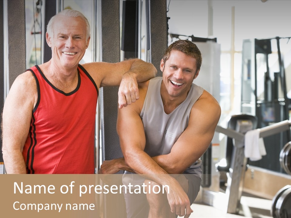 Men At The Gym Together PowerPoint Template