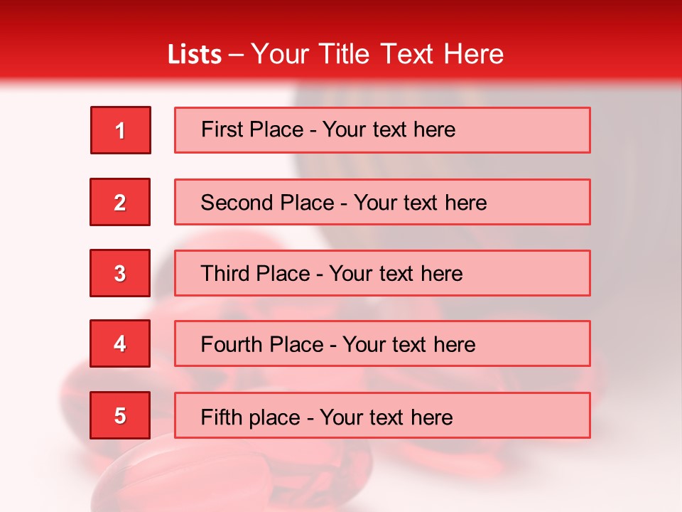 Bright Red Pills From A Bottle PowerPoint Template