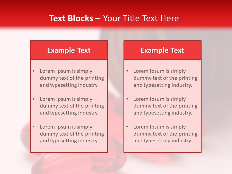 Bright Red Pills From A Bottle PowerPoint Template