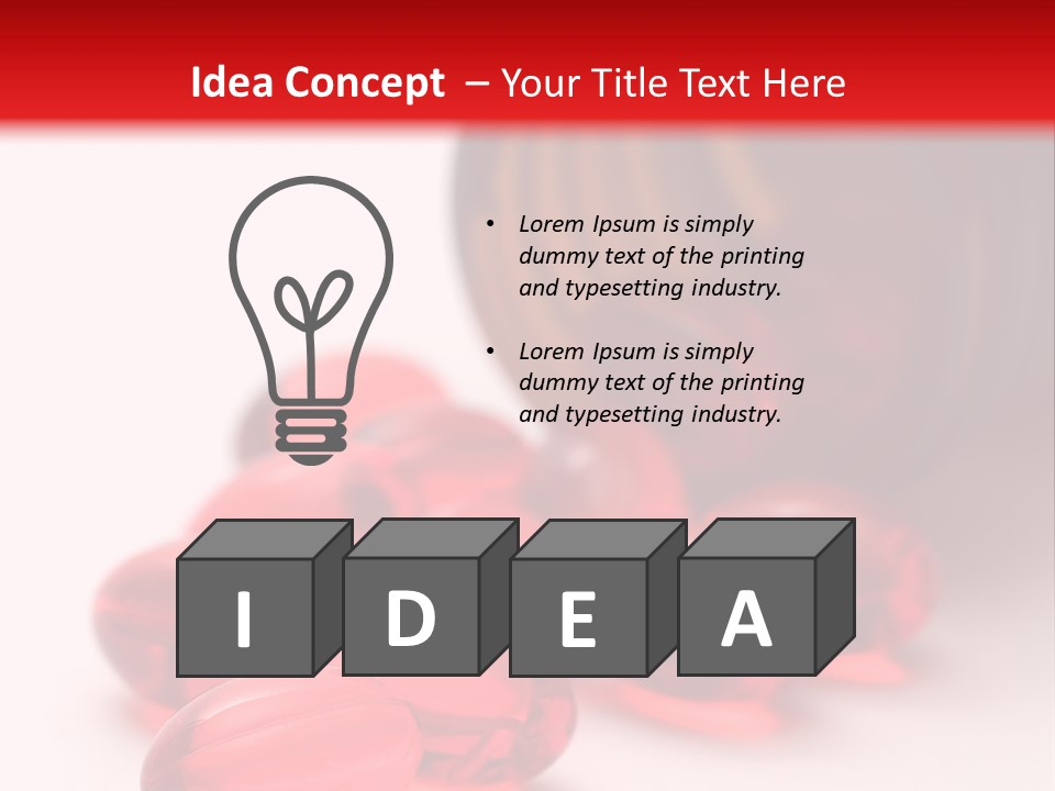 Bright Red Pills From A Bottle PowerPoint Template