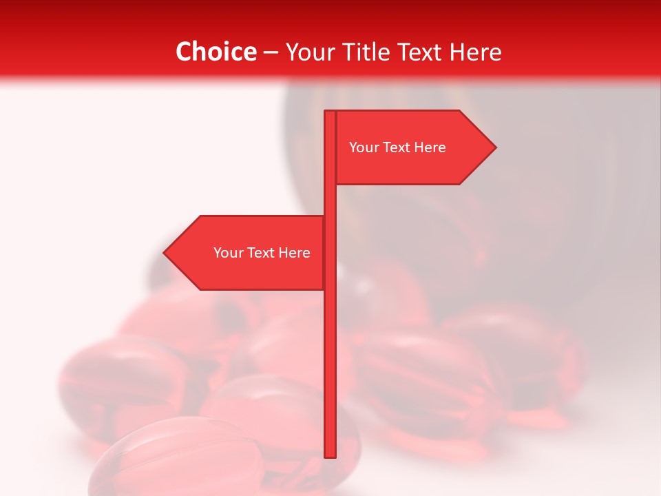 Bright Red Pills From A Bottle PowerPoint Template