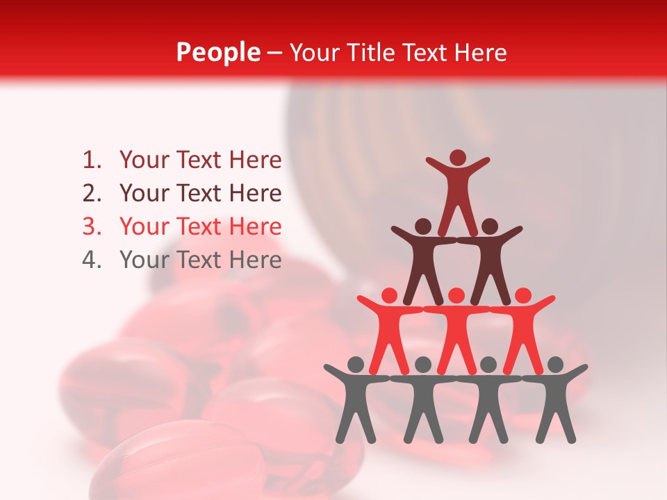 Bright Red Pills From A Bottle PowerPoint Template