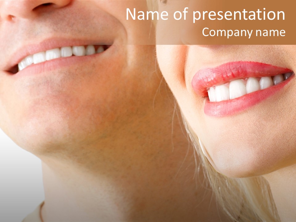 Man And Woman Smile. Over White Background PowerPoint Template