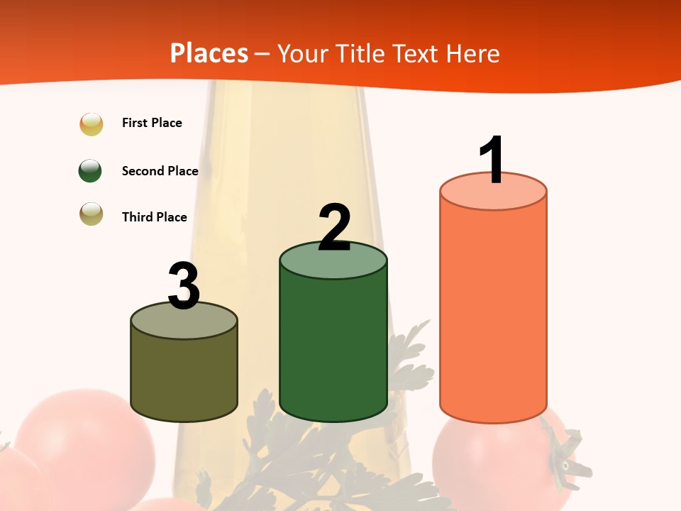Bottle Of Olive Oil, Tomatoes, And Leaf Of Parsley Ready For Salad PowerPoint Template