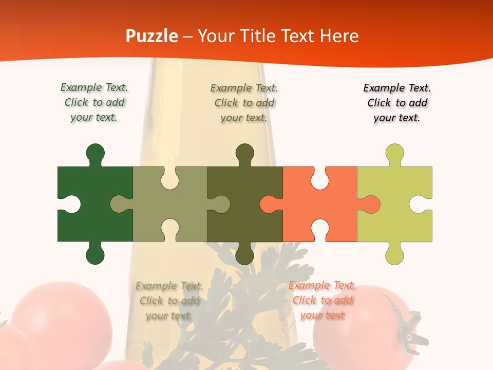 Bottle Of Olive Oil, Tomatoes, And Leaf Of Parsley Ready For Salad PowerPoint Template