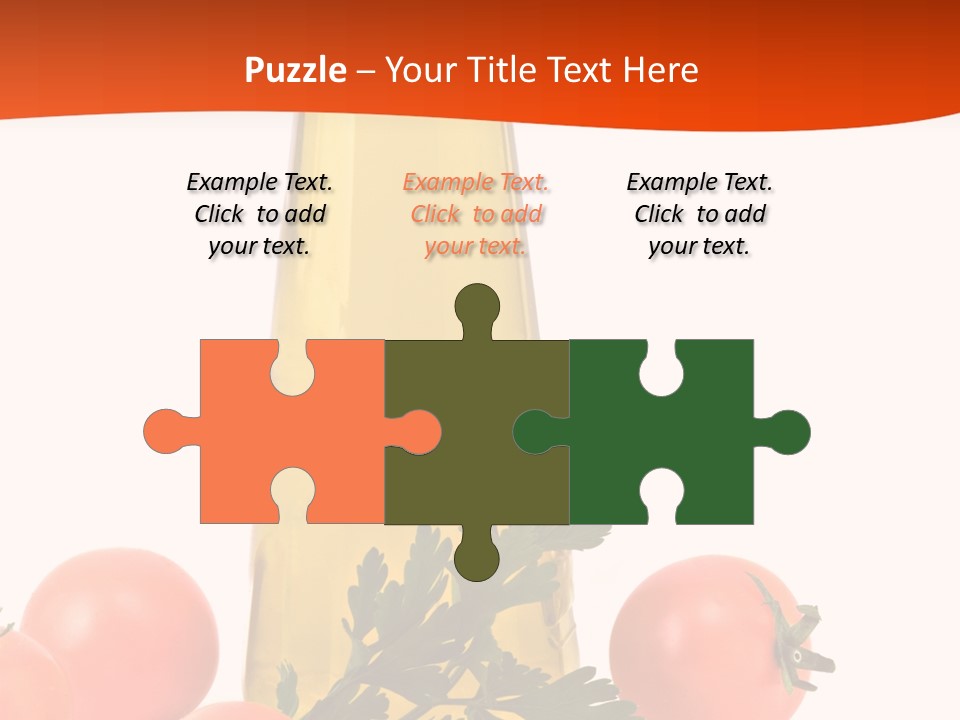 Bottle Of Olive Oil, Tomatoes, And Leaf Of Parsley Ready For Salad PowerPoint Template