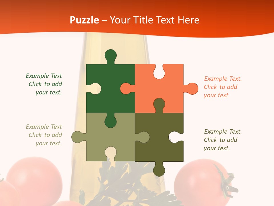 Bottle Of Olive Oil, Tomatoes, And Leaf Of Parsley Ready For Salad PowerPoint Template