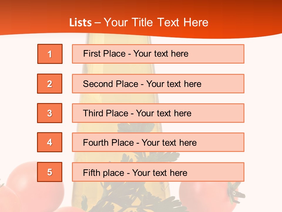 Bottle Of Olive Oil, Tomatoes, And Leaf Of Parsley Ready For Salad PowerPoint Template