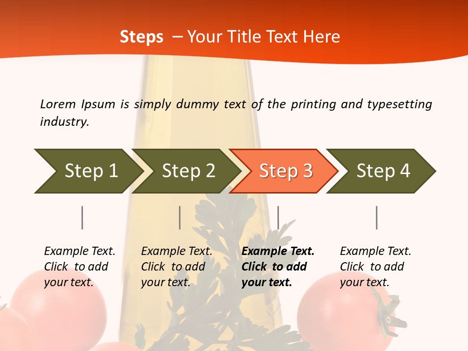 Bottle Of Olive Oil, Tomatoes, And Leaf Of Parsley Ready For Salad PowerPoint Template