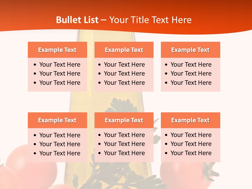 Bottle Of Olive Oil, Tomatoes, And Leaf Of Parsley Ready For Salad PowerPoint Template