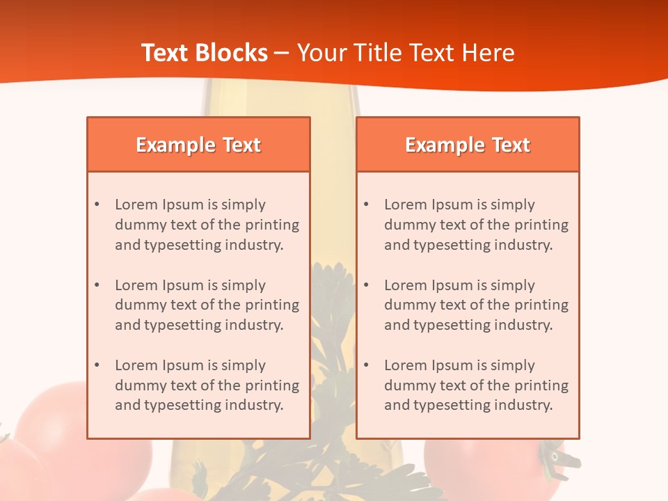 Bottle Of Olive Oil, Tomatoes, And Leaf Of Parsley Ready For Salad PowerPoint Template