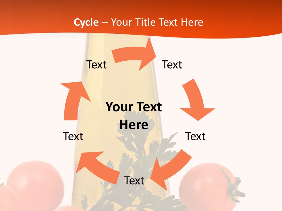 Bottle Of Olive Oil, Tomatoes, And Leaf Of Parsley Ready For Salad PowerPoint Template