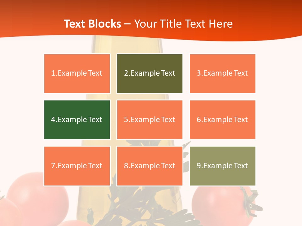 Bottle Of Olive Oil, Tomatoes, And Leaf Of Parsley Ready For Salad PowerPoint Template
