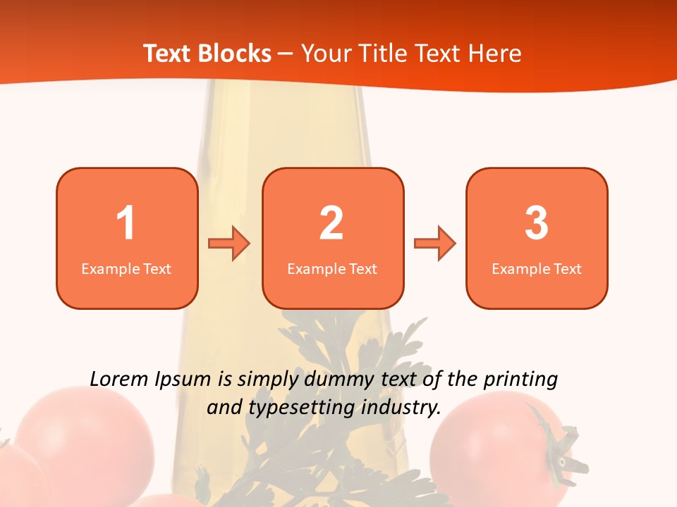 Bottle Of Olive Oil, Tomatoes, And Leaf Of Parsley Ready For Salad PowerPoint Template