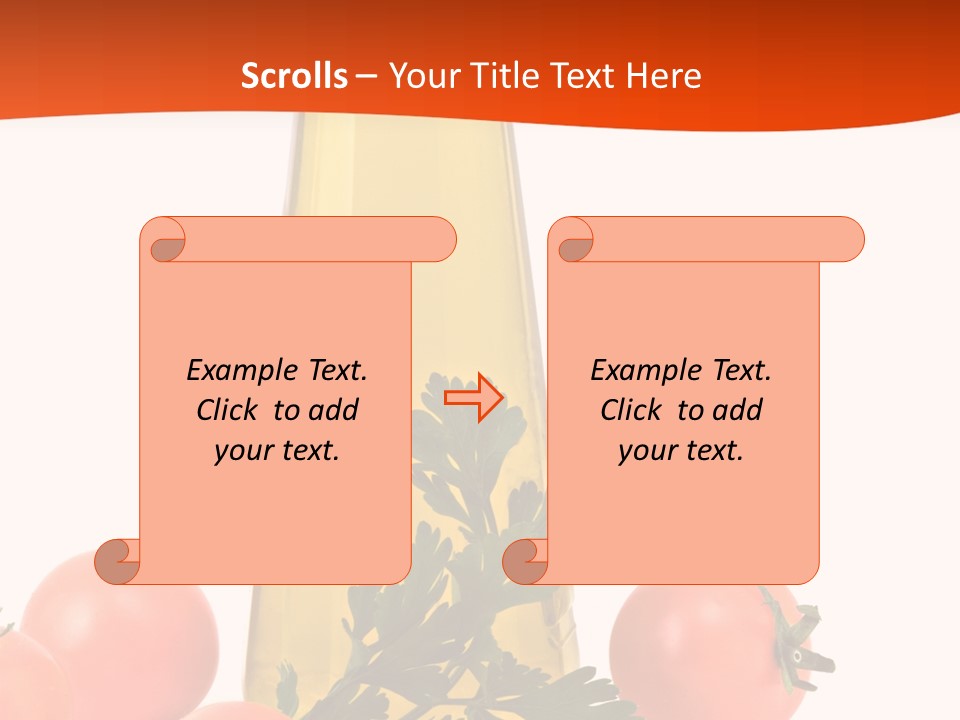 Bottle Of Olive Oil, Tomatoes, And Leaf Of Parsley Ready For Salad PowerPoint Template