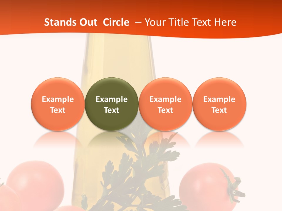 Bottle Of Olive Oil, Tomatoes, And Leaf Of Parsley Ready For Salad PowerPoint Template