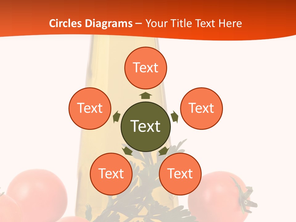 Bottle Of Olive Oil, Tomatoes, And Leaf Of Parsley Ready For Salad PowerPoint Template